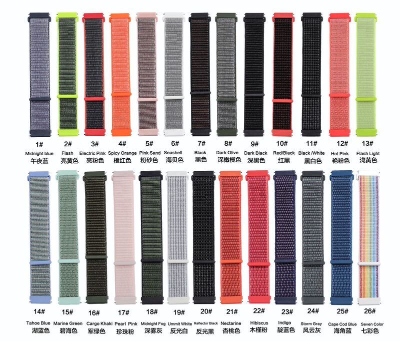 20MM for Jiaming vivoactive3, Samsung Galaxy watch active nylon loop wristband