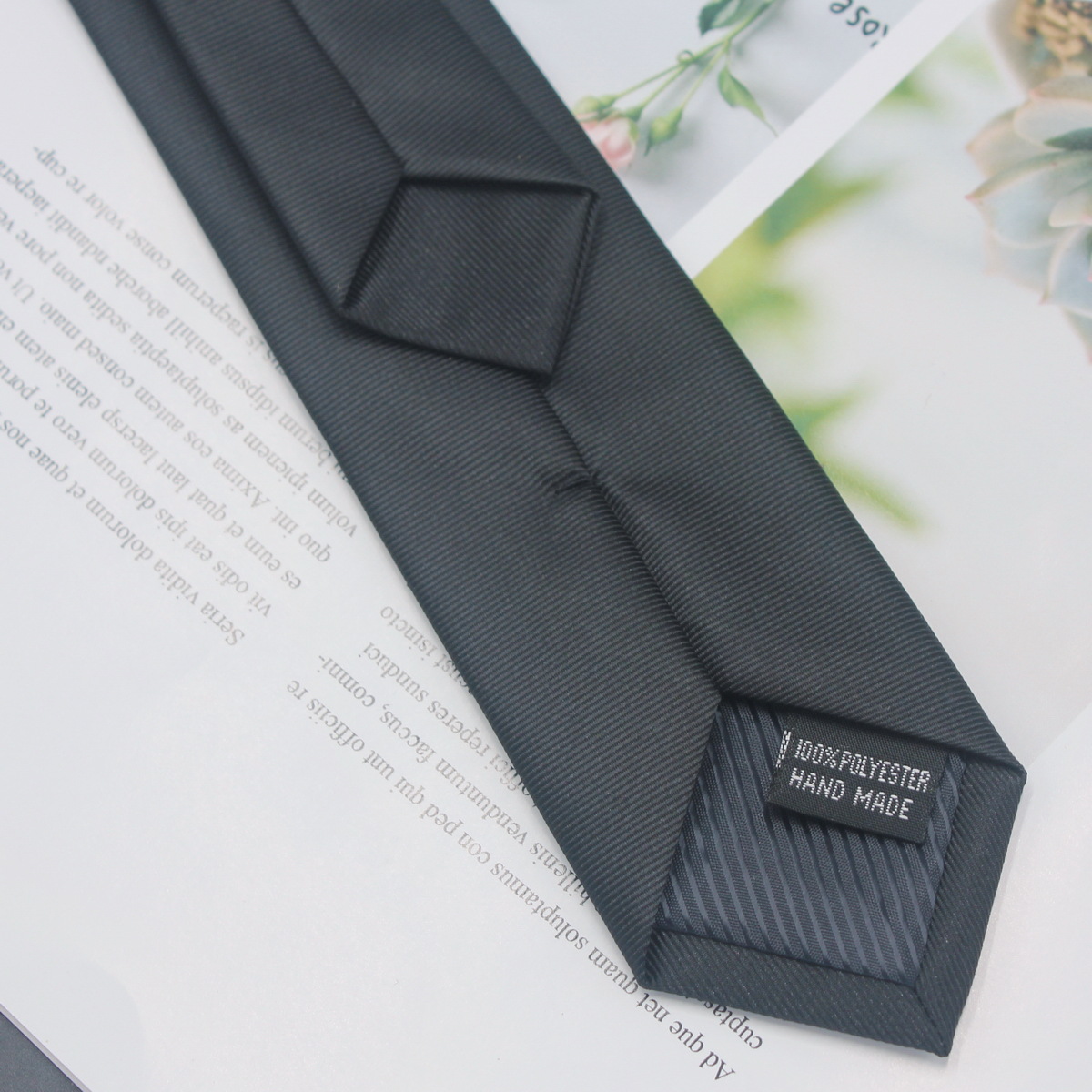 Versión coreana de la corbata negra con bordado de posicionamiento para hombres 5cm corbata de cremallera fácil de tirar perezosa de color sólido ultra estrecho