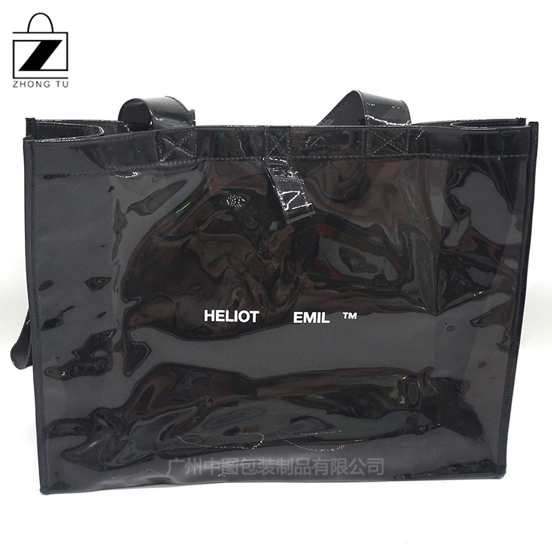 广州工厂直销黑色沙滩袋 防水PVC手提袋印刷LOGO欢迎咨询