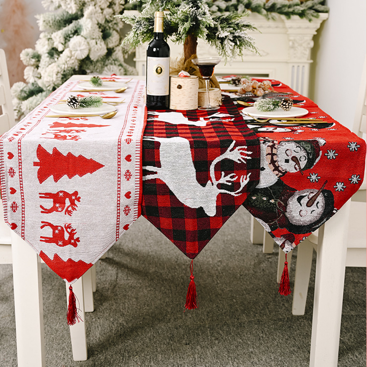 Christmas Fashion Christmas Tree Snowman Elk Cloth Party Tablecloth 1 Piece display picture 1
