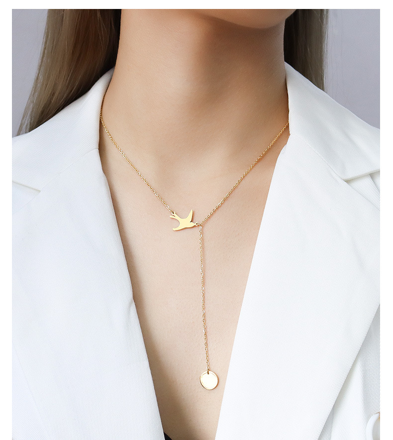 3g Weight PVD Coated Real Gold Plated Animal Titanium Steel Waterproof Non Tarnish Pendant Necklace