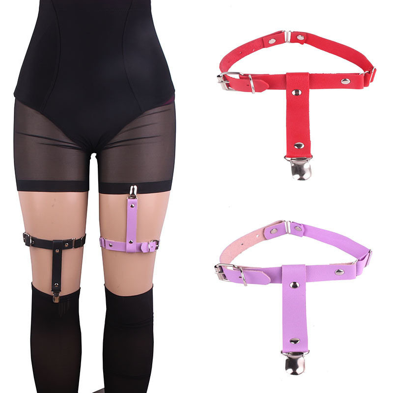 Japanese and Korean Harajuku Soft Girl Sexy Leather Garter Socks Clip European and American Sexy Street Beat Leg Ring Anklet Jewelry