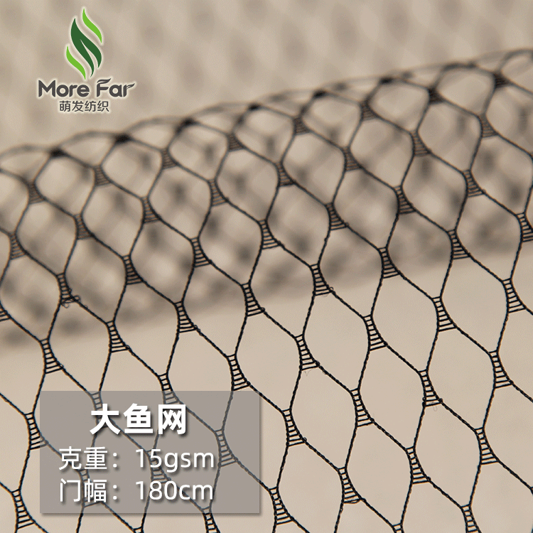 现货大目网大鱼网经编锦纶菱形网布 头饰面纱帽子复古网纱帽用料