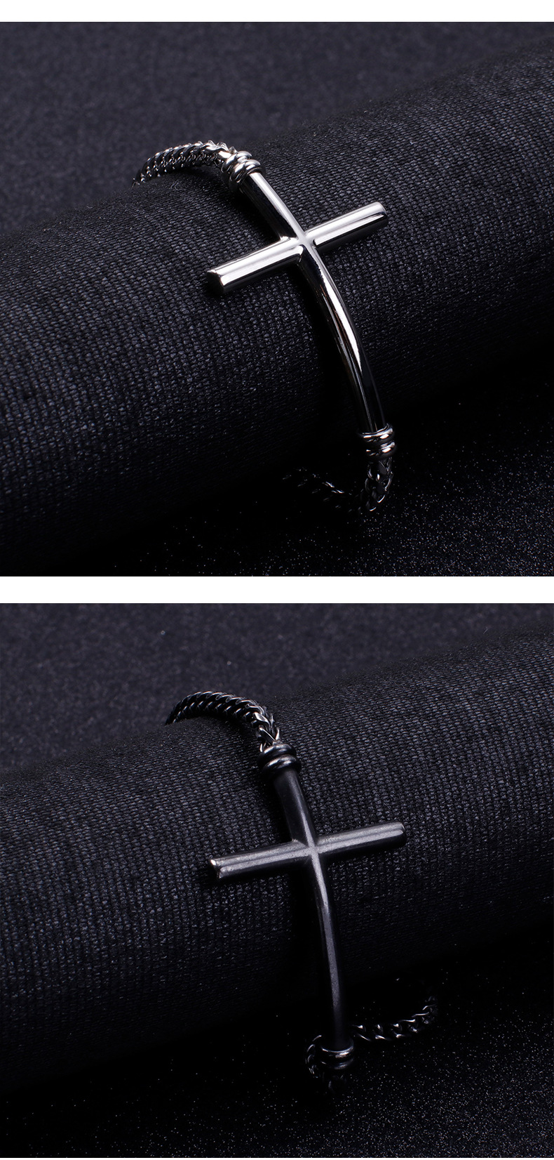 18K Real Gold Plated Plating Material Bracelets Classification Simple Style Cross Titanium Steel Plating 18K Gold Plated Vacuum Plating Men's Bracelets Men's Chain Bracelets