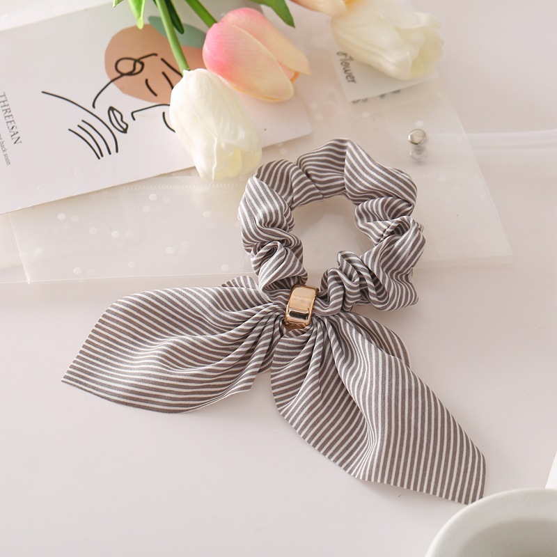 Striped Streamer Rabbit Ears Chiffon Metal Buckle Striped Creative Hair Scrunchies Wholesale Nihaojewelry display picture 7