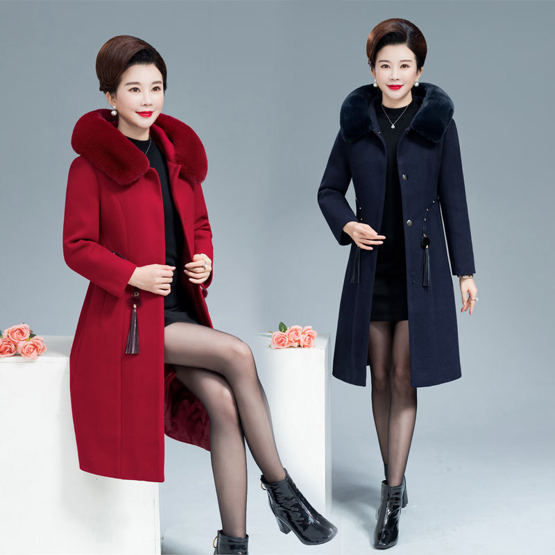 妈妈冬装毛呢外套加棉中长款2020新款中老年女装秋冬洋气呢子大衣