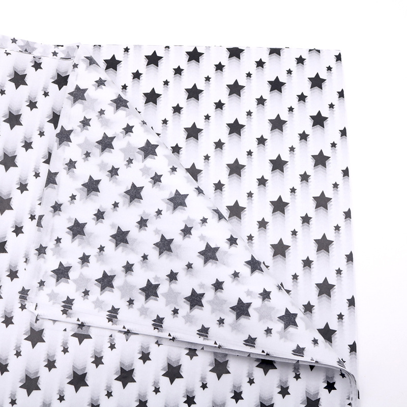 Suministro directo de fábrica 20 estrella de cinco puntas raya de lunares oro caliente y papel de copia de plata forro de regalo embalaje de papel de pera