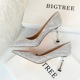 0755-A6 European and American fashion sexy banquet women's shoes thin heel high heel shallow mouth pointed Sequin women's shoes wedding shoes single shoe