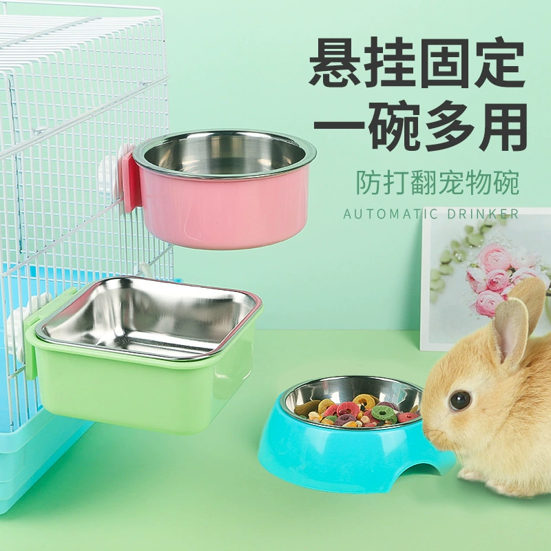 Подвесная миска для домашних животных из нержавеющей стали с кроликом Тоторо Голландская свинка морская свинка фиксированная анти-флип 2 и 1 коробка для еды