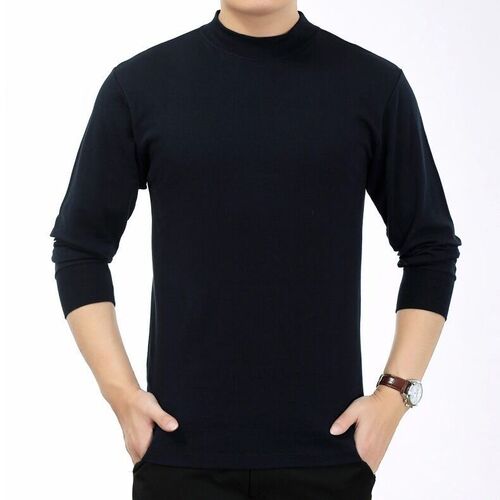 Men's Warm Winter Sweater, Semi-High Collar, Long-Sleeved Cotton Crewneck Top for Middle-Aged and Elderly Men, Autumn and Winter Lingerie