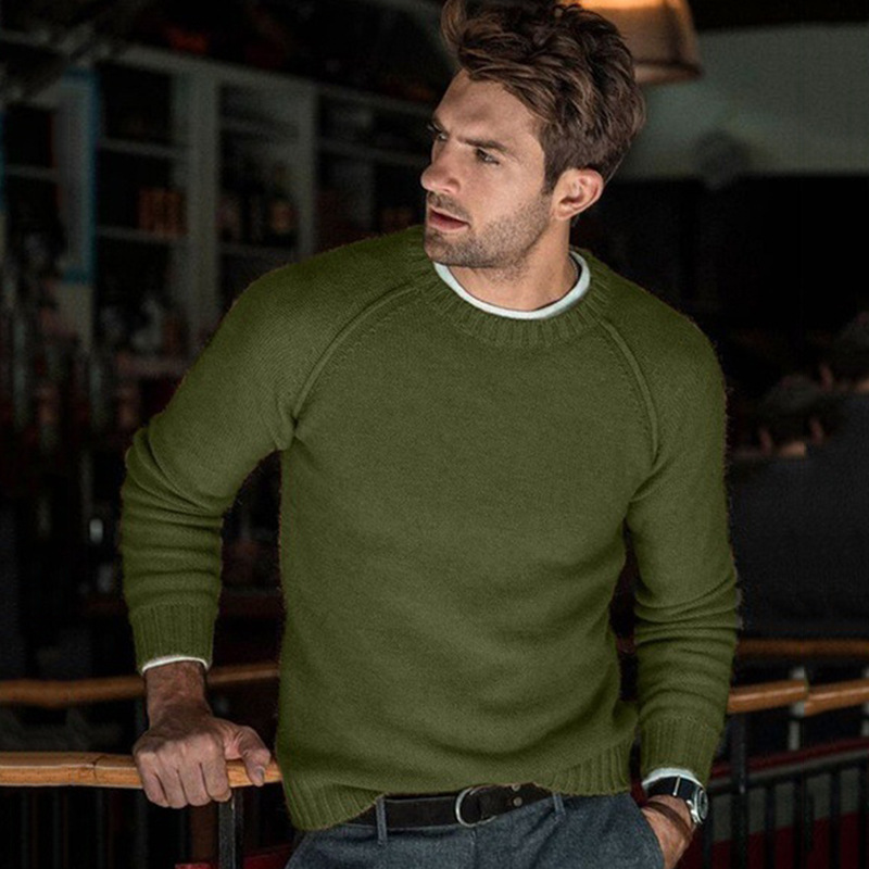 Solid Color Pattern Wholesale Men's Casual Solid Color Long Sleeve Men's Sweaters