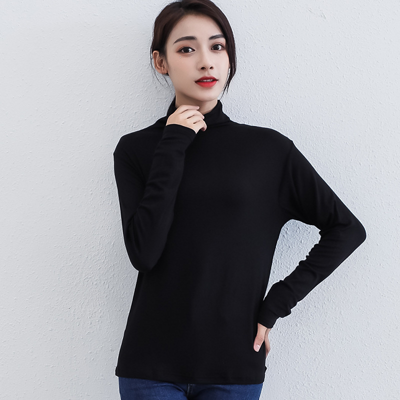 Korean-style Hot New Half-high Collar Base Shirt Women's Internet-famous Long-sleeved Solid Color Modal T-shirt Slim-fit All-match Top