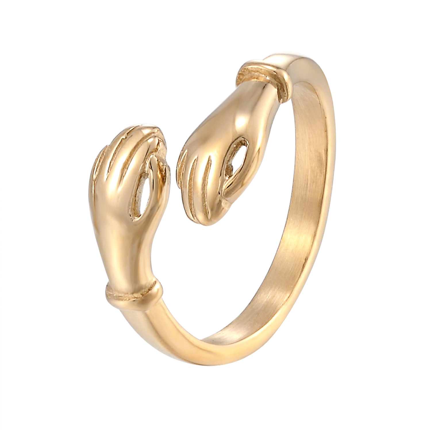 Plating Design 1 Piece Retro Leaf Hand Titanium Steel Plating Rings