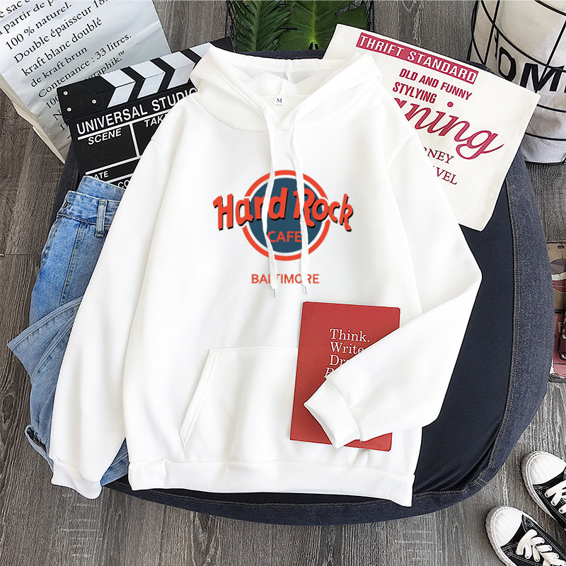 New Letter Hard Rock Cafe Printed Hoodie Couple Sweatshirt Hard Rock Restaurant Main Hoodie