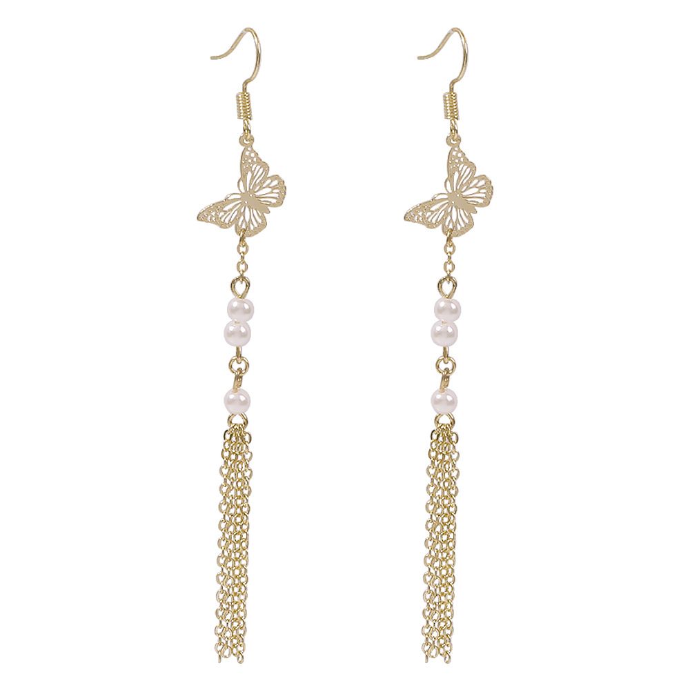 Long Tassel  Butterfly Pearl Earrings display picture 10