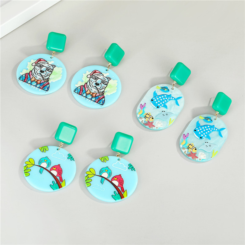 New Acrylic Hand-painted Earrings display picture 1