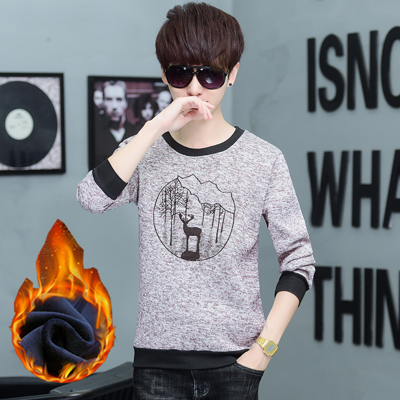 2020新款冬季拉绒保暖内衣外穿韩版圆领修身商务保暖睡衣宽松|ru