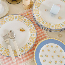 法式ins復古創意小皺菊陶瓷盤子西餐盤家用碟蛋糕牛排甜品水果盤
