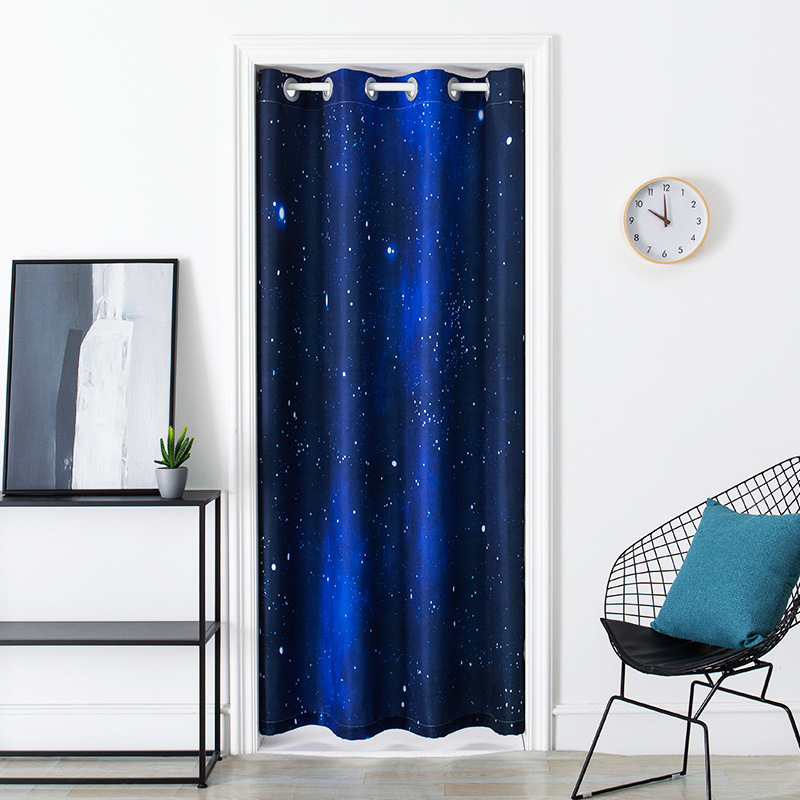 Cosmic Star Children's Bedroom Air-conditioning Room Punch-free Door Curtain Room Away Kitchen Fitting Room Partition Curtain Fabric