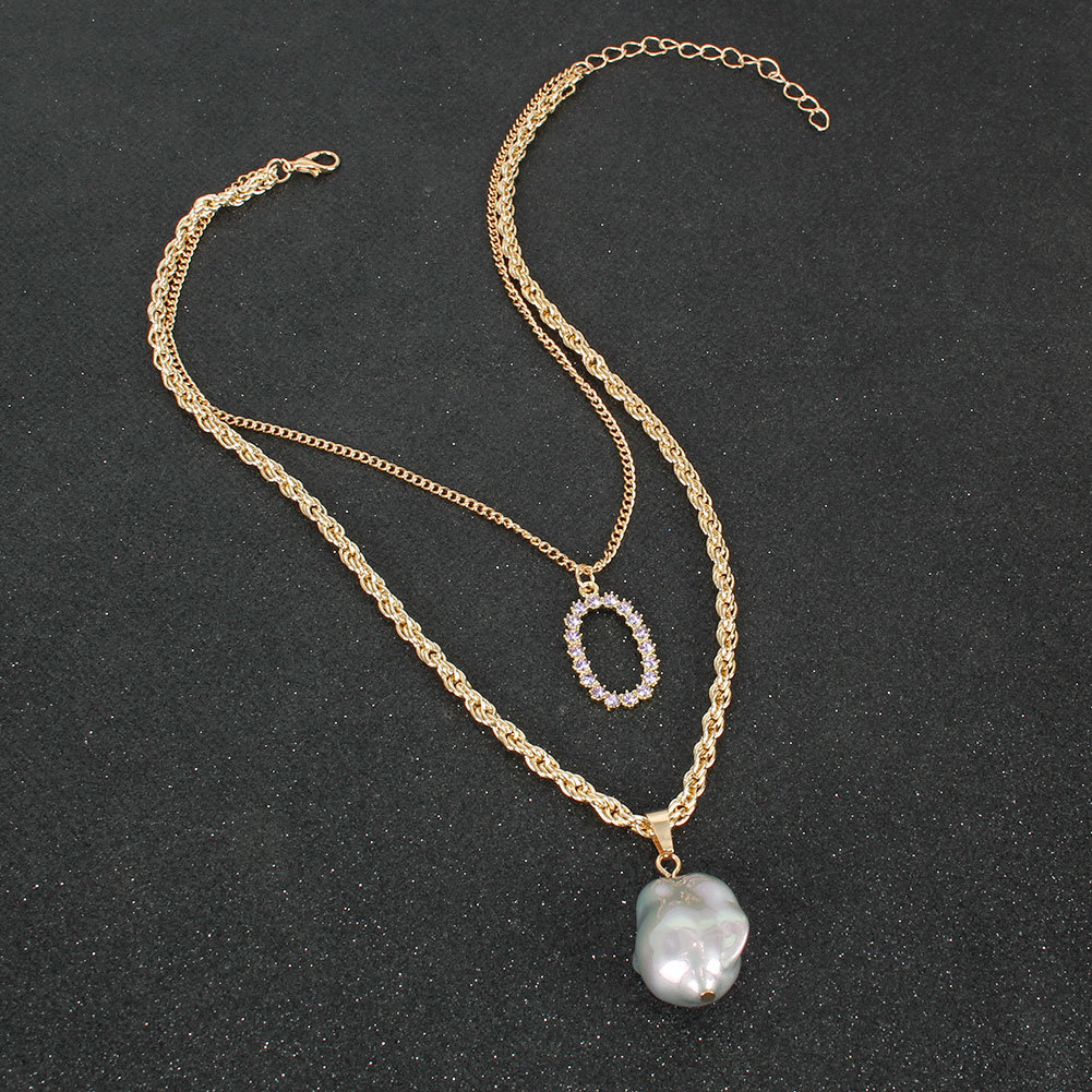 Perlenanhänger Doppelschicht Halskette display picture 2