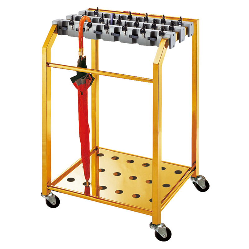 不锈钢自助雨伞架带锁方管18头欧式存伞架置物架钛金雨伞架|ru