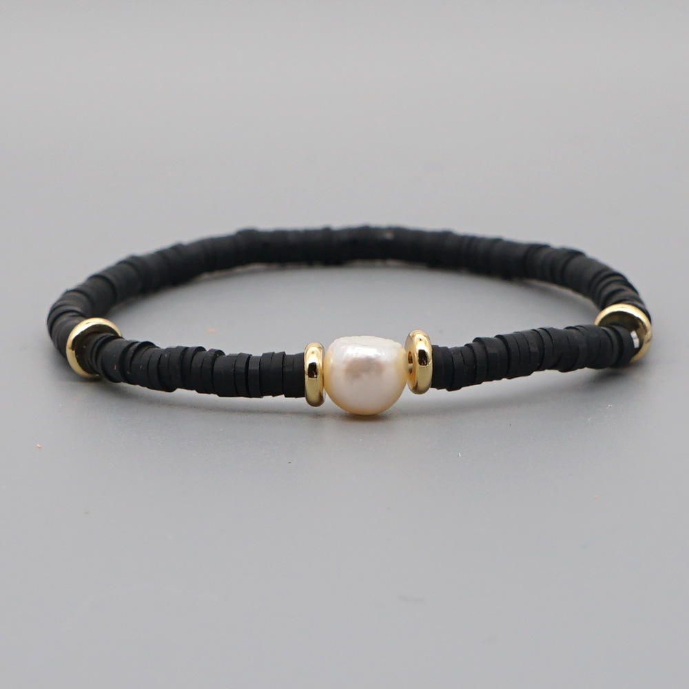 Fashion Bohemian Beach Style Natural Baroque Pearl Color Soft Ceramic Letter Bracelet For Women display picture 33