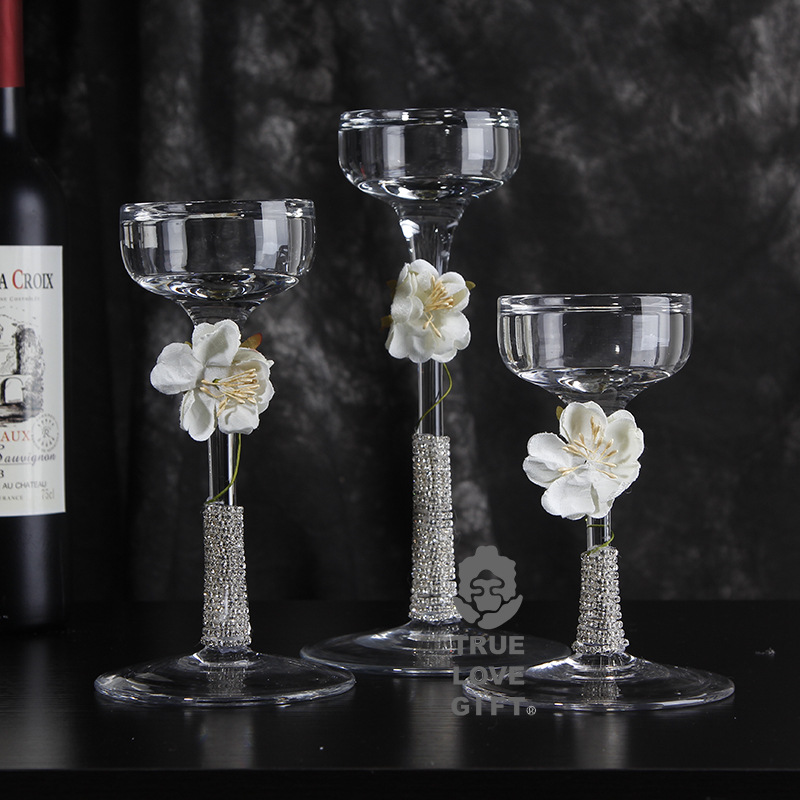 欧式8cm大口径球形蜡烛高透玻璃烛台 婚庆宴会摆设工艺品三件套|ms