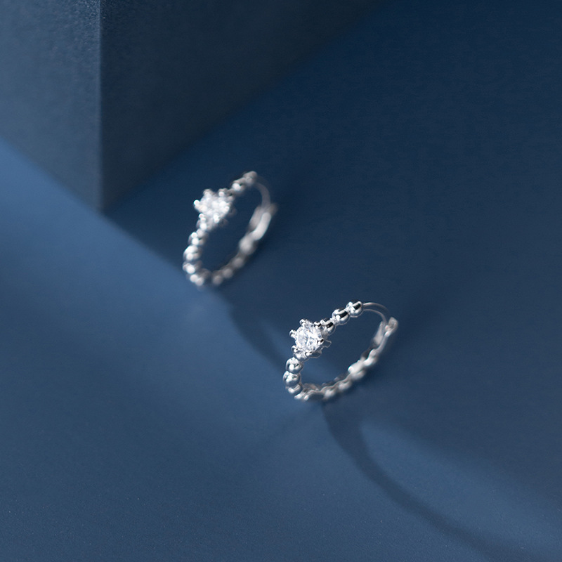 Nalan S925 Silver Earrings Female Forest Style Simple Elegant Single Diamond Earrings Literary Small Fresh Earrings G7048