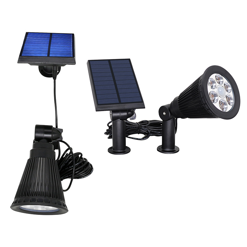 颖豪太阳能灯 分体射灯高亮2W 室内花园可用照明灯 墙壁灯4led