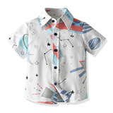 (Трансграничная торговля), детская хлопковая рубашка для мальчиков, летний мультяшный космический корабль, кардиган, подходит для подростков