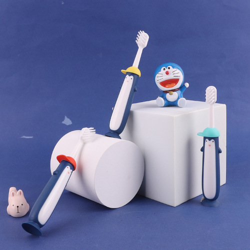 Children's Toothbrush Cartoon Penguin Shape Baby Toothbrush Single Pack Mouth Guard Children's Toothbrush Soft Bristles Wholesale