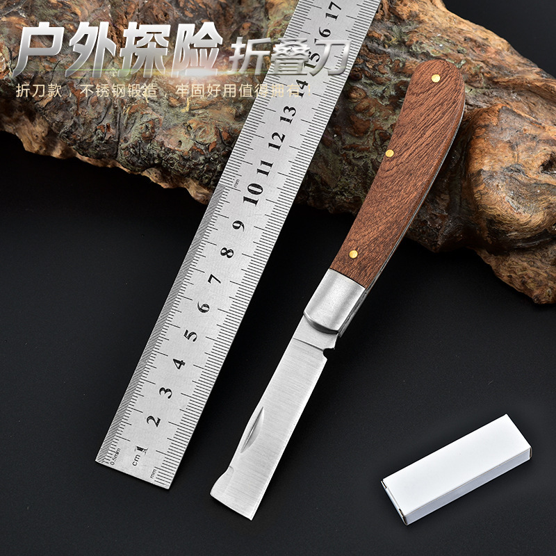 Cross-Border Best-Selling Rosewood Electrician's Knife, Solid Wood Folding Knife, Outdoor Fruit Folding Knife, Portable Self-Defense Outdoor Knife