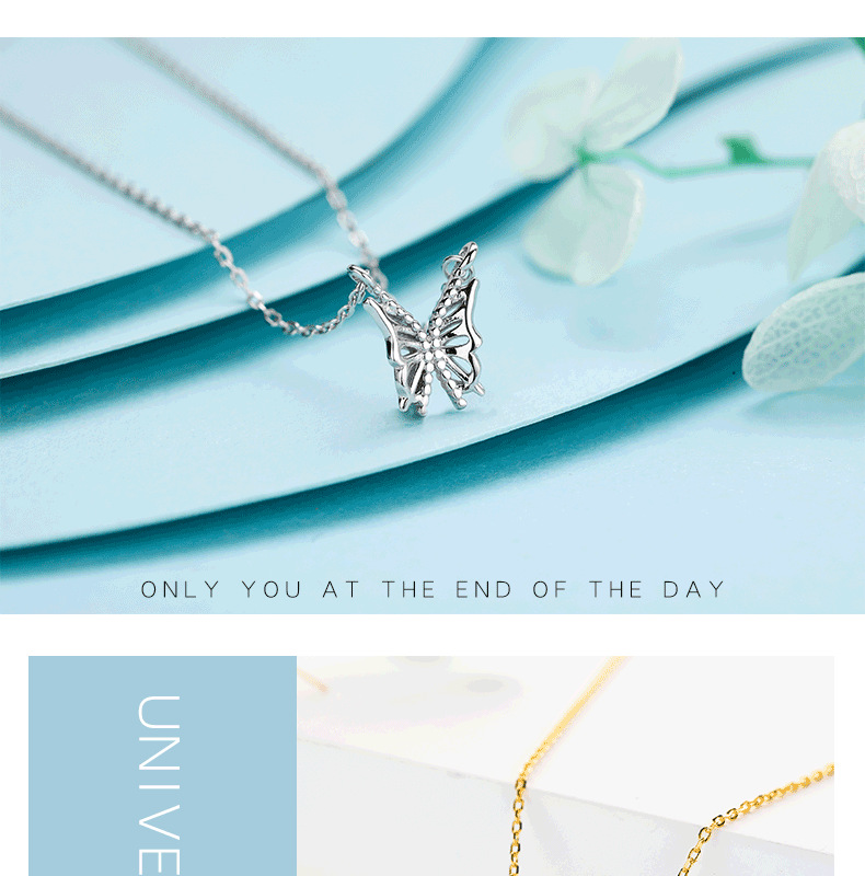 Sterling Silver 18K Gold Plated Simple Style Butterfly Hollow Out Necklace display picture 3