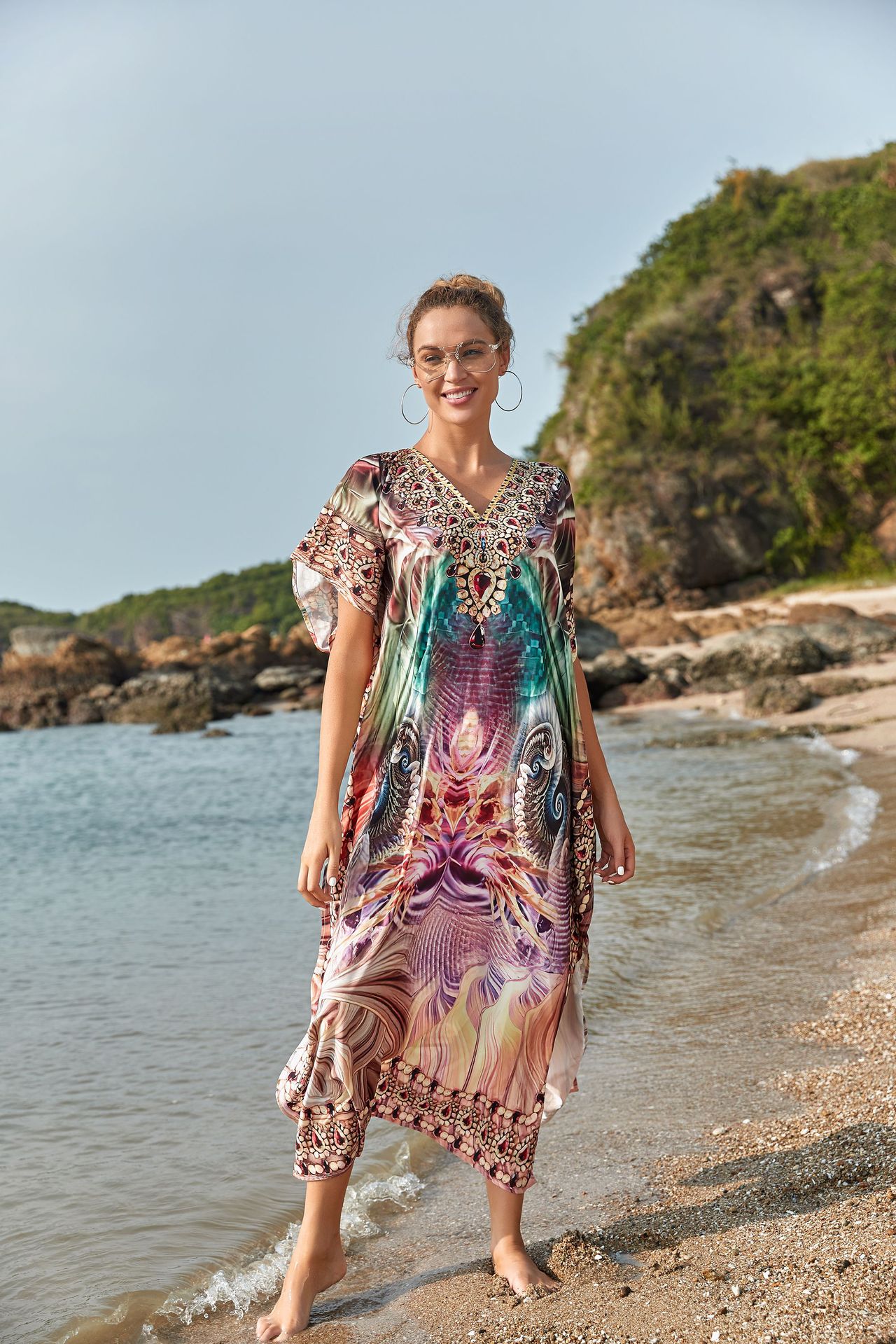 Mode Blume Robe Strand Strandkleid langen Rock Bikini Badeanzug Blusepicture2