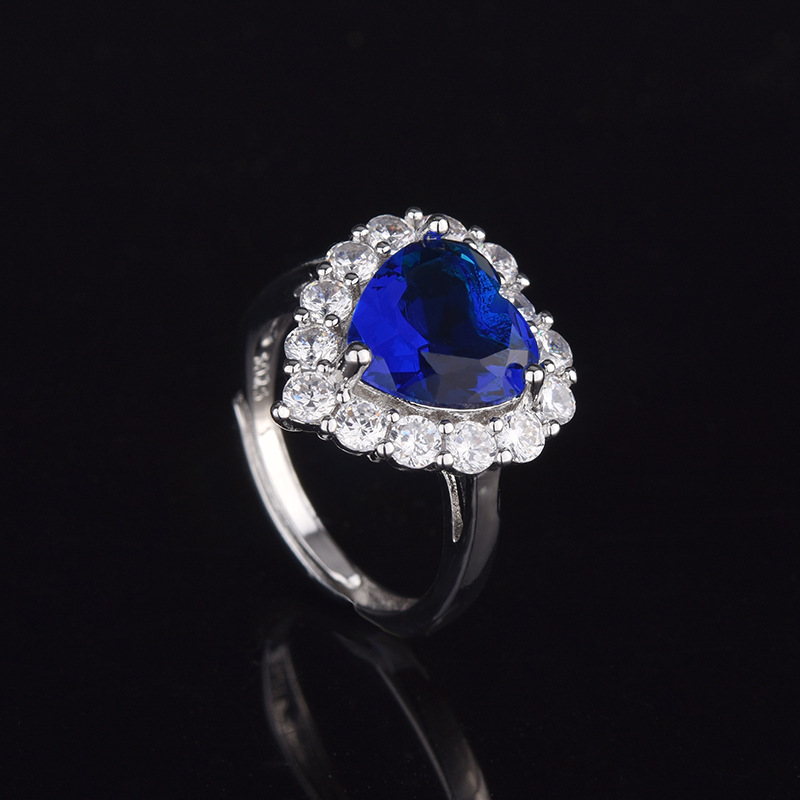 Zhenrong incrustaciones de zafiro en forma de corazón abierto anillo collar de las mujeres de lujo temperamento compromiso colgante traje al por mayor
