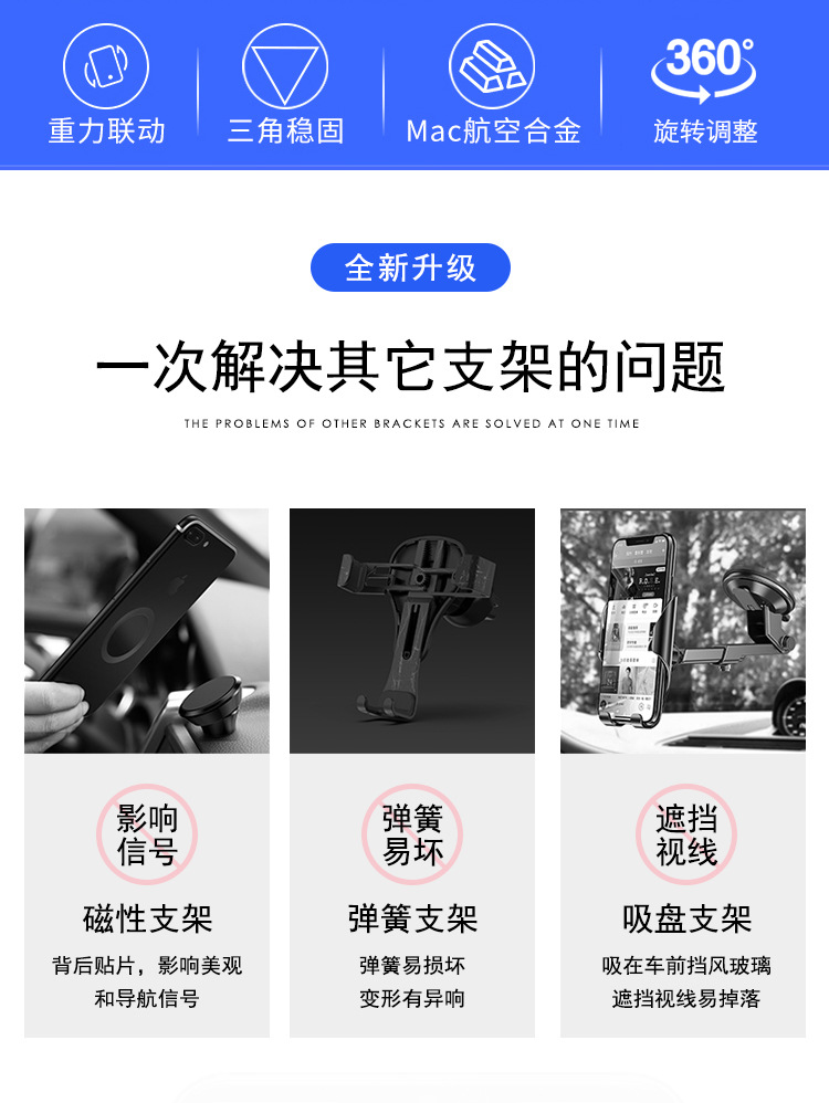 Car navigation water droplets air outlet metal gravity mobile phone holder creative multifunctional car mobile phone holder