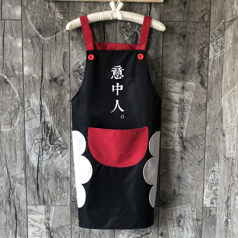 Estilo coreano lindo moda delantal sin mangas delgado de verano de las mujeres cocina delgada hogar a prueba de aceite impermeable borrable impresión de la mano