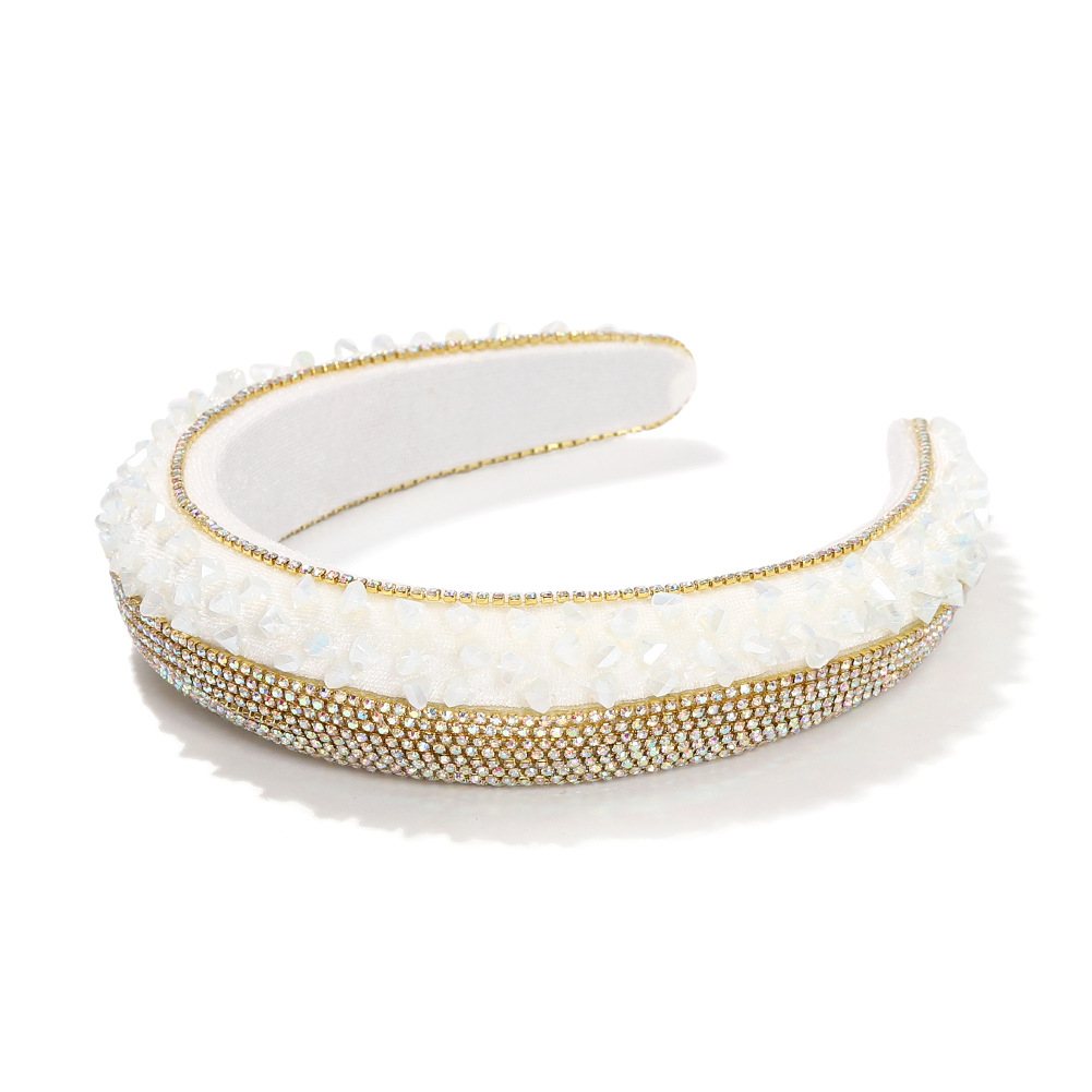 Fashion High-level Trendy Rhinestone Sponge Widened And Thickened Baroque Two-color Headband display picture 10