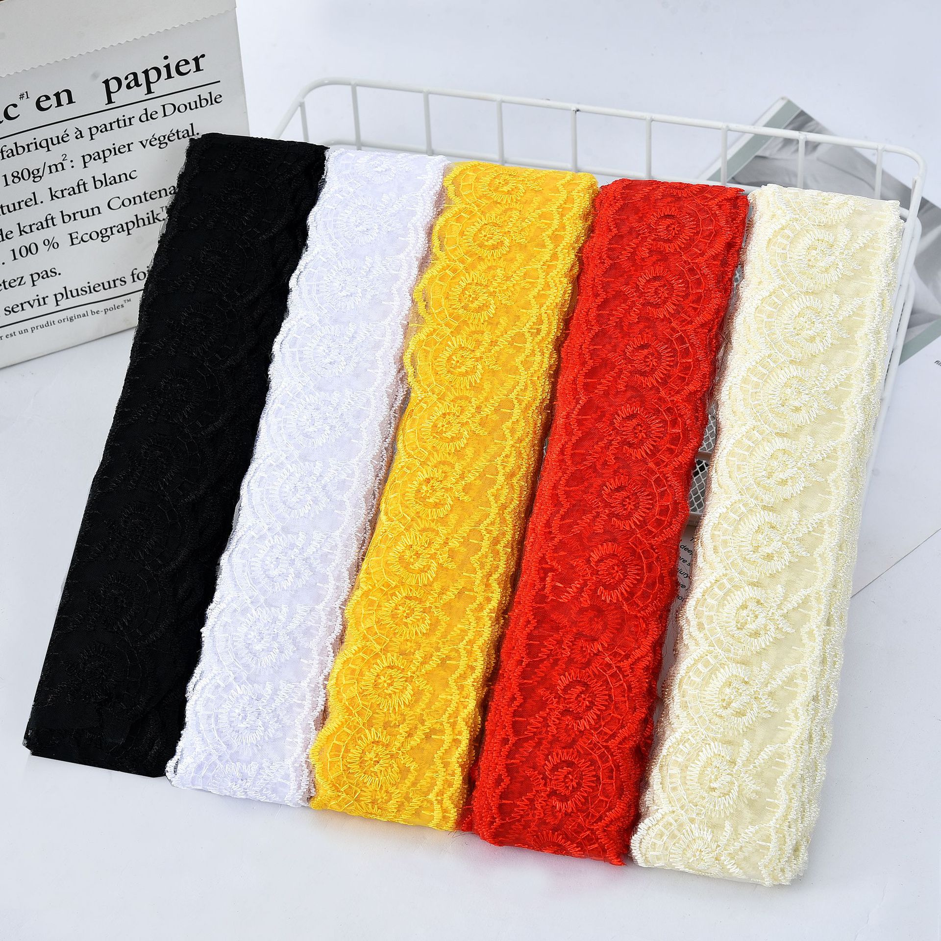 现货大量彩色颜色蕾丝花边 4.5厘米4.5cm宽窗帘水溶花边厂家直供