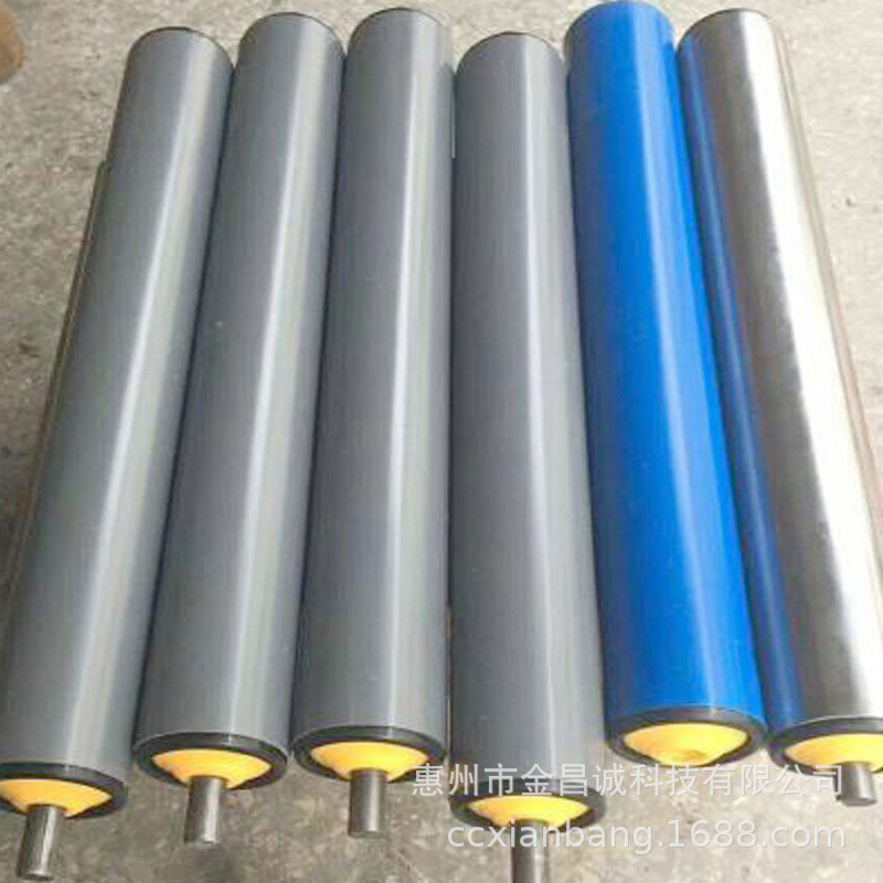 物流流水线输送设备配件无动力包胶不锈钢镀锌PVC滚筒可伸缩托辊