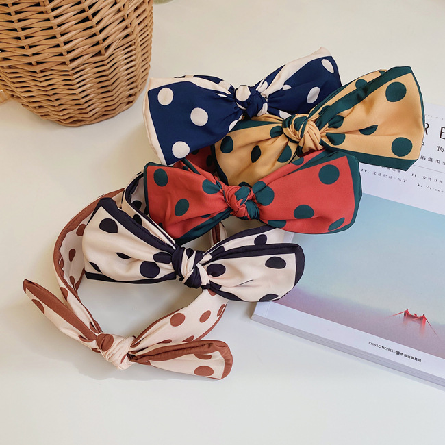 Korean Fashion Polka-dot Big Bowknot Wide-brimmed Hair Fashion Hair Bundle Simple Wash Hair Accessories Nihaojewelry display picture 6