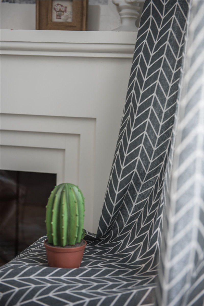 Minimalistischer Geometrischer Vorhang Mit Quasten Grau Baumwolle_voghion.com