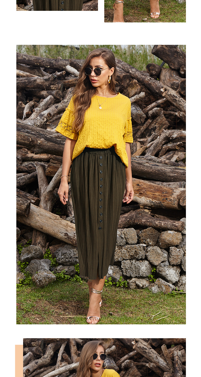 pleated skirt solid color split skirt wholesale clothing vendor Nihaostyles NSDMB69671