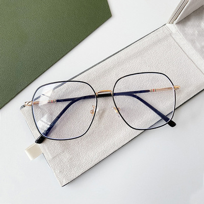 千艾2021新款眼镜框 复古多边形平光镜女金属防蓝光近视眼镜架 男|ms