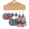 Fashionable earrings, silver accessory, set, European style, boho style, 3 pair, wholesale