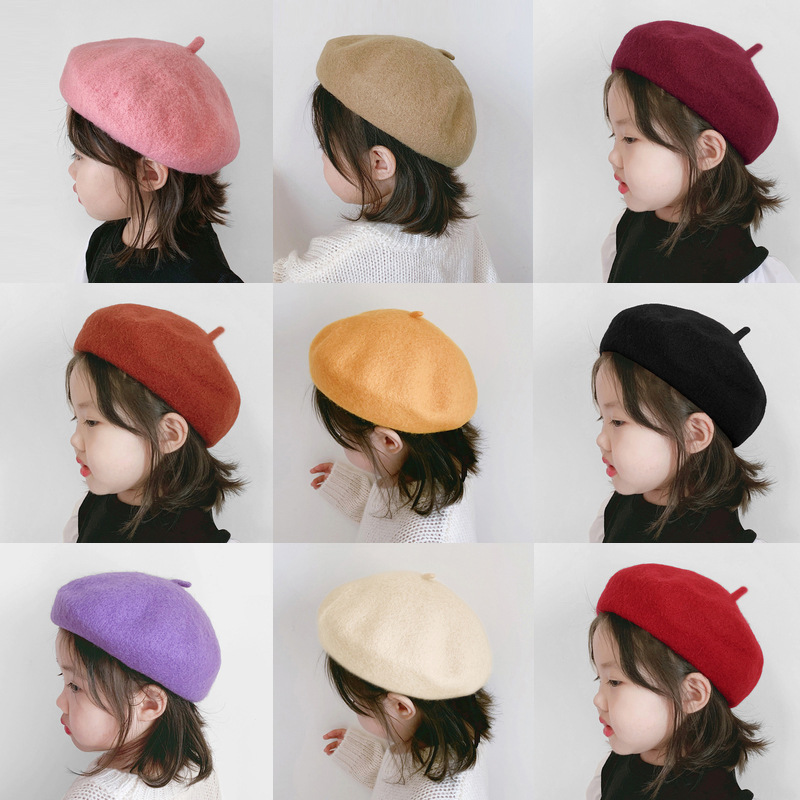 One Pan baby hat autumn and winter models Korean fashion new girl warm buds wool children beret