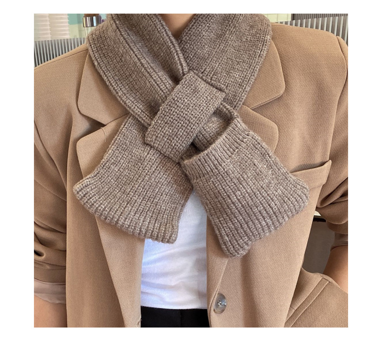 Bags Pure Color Cross Socket Knitted Wool Scarf display picture 24