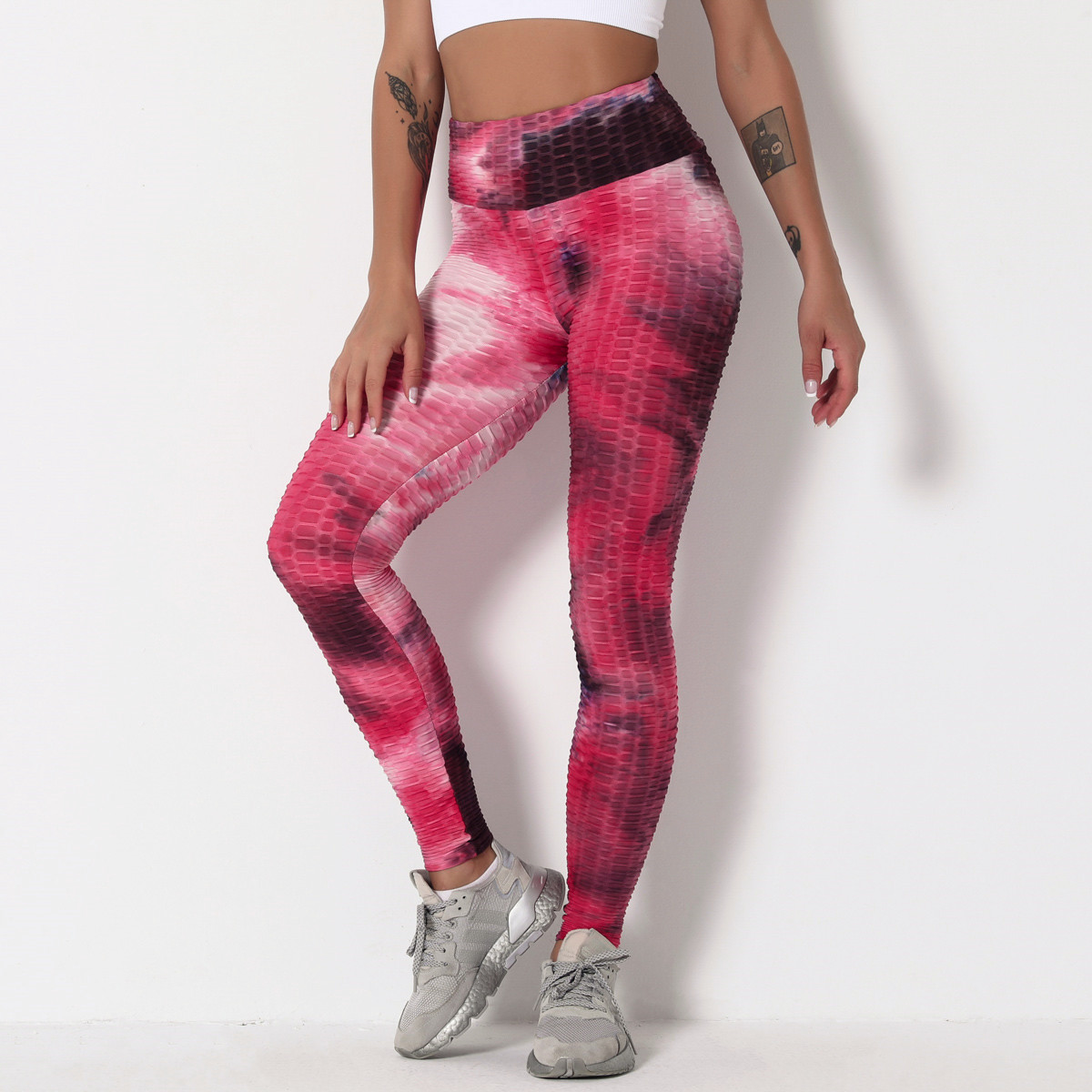 pantalones de yoga con efecto tie-dye en jacquard de tinta NSNS11006