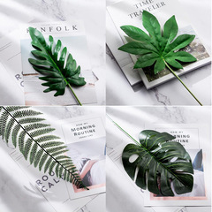 仿真靜物拍照道具樹葉綠色植物樹龜背葉椰樹葉子櫻桃檸檬背景淘寶