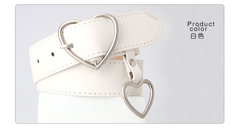 100g Weight Alloy Material Heart Pattern Women'S Gender Basic Style Coffee, White, Red, Camel, Black Color New Love Pin Buckle Belt Simple Fashion All-match Heart-shaped Hanging Decorative Women's Belt Wholesale 5